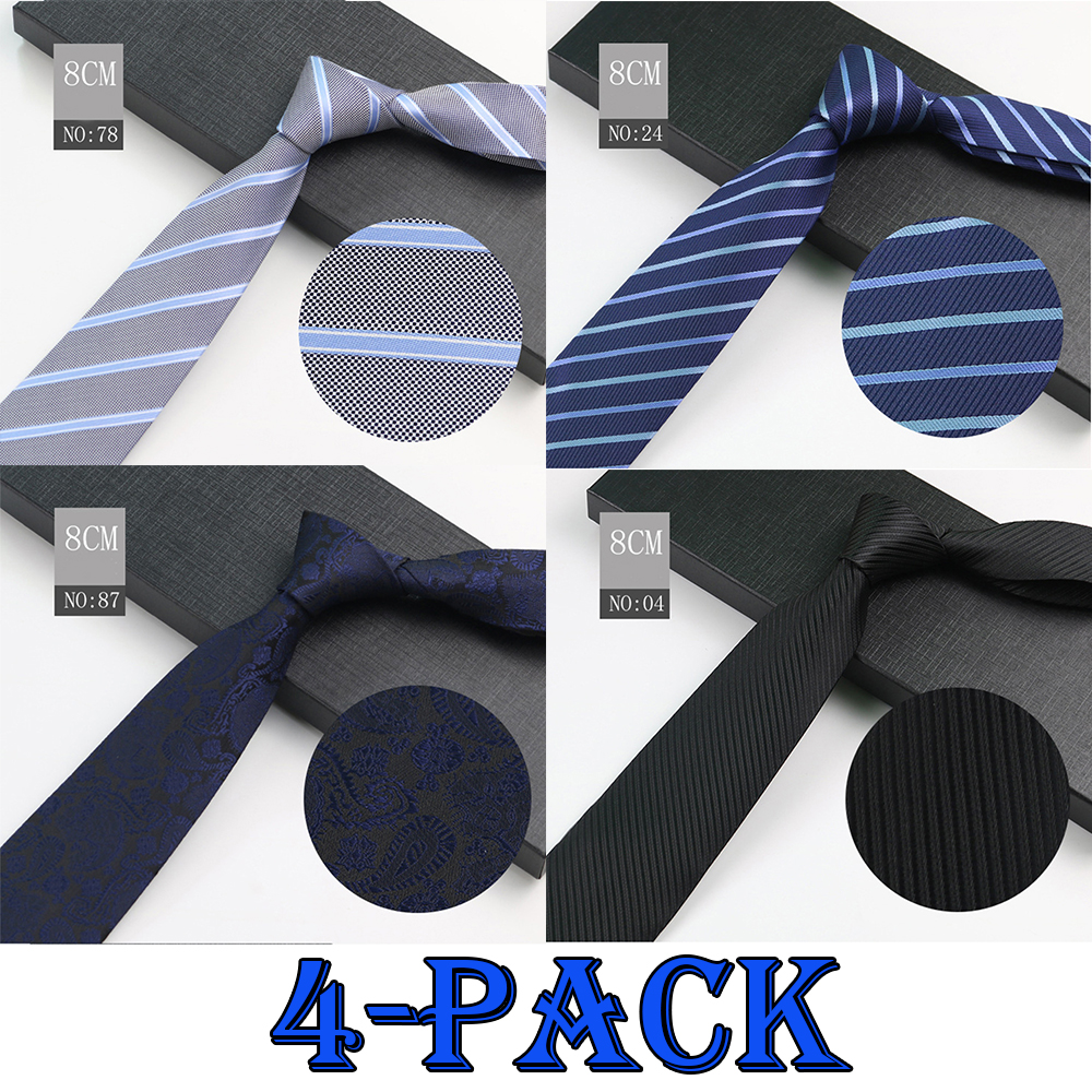 4 Pack Men's Ties, Men's Business Ties, Various Styles and Colors