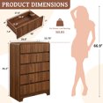 thumbnail image 2 of LEFHDA Fluted 5 Drawers Dresser for Bedroom, Mid Century Modern Storage Dressers, 45.3" Tall Wood Fluted Dressers Organizer for Bedroom, Living Room, Walnut Set of 2, 2 of 7