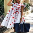 thumbnail image 2 of Vestido HUOGUO casual holgado con estampado de mariposas para mujer, 2 of 5