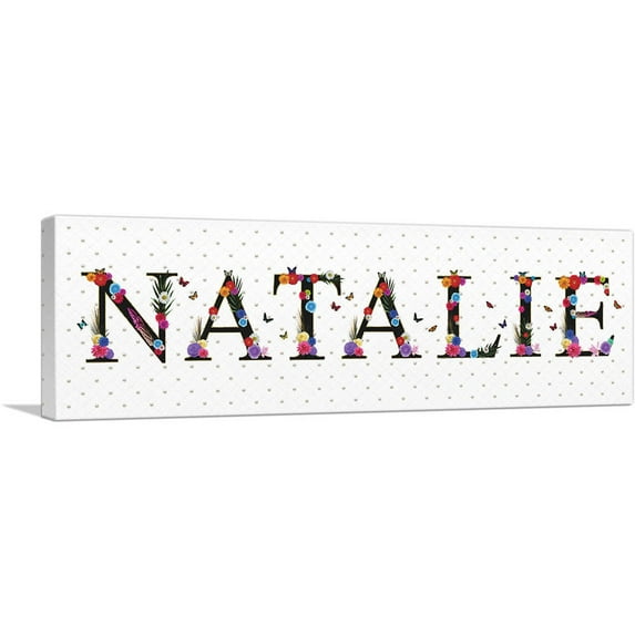 ARTCANVAS NATALIE Girls Name Room Decor Canvas Art Print - Size: 48" x 16" (1.50" Deep)