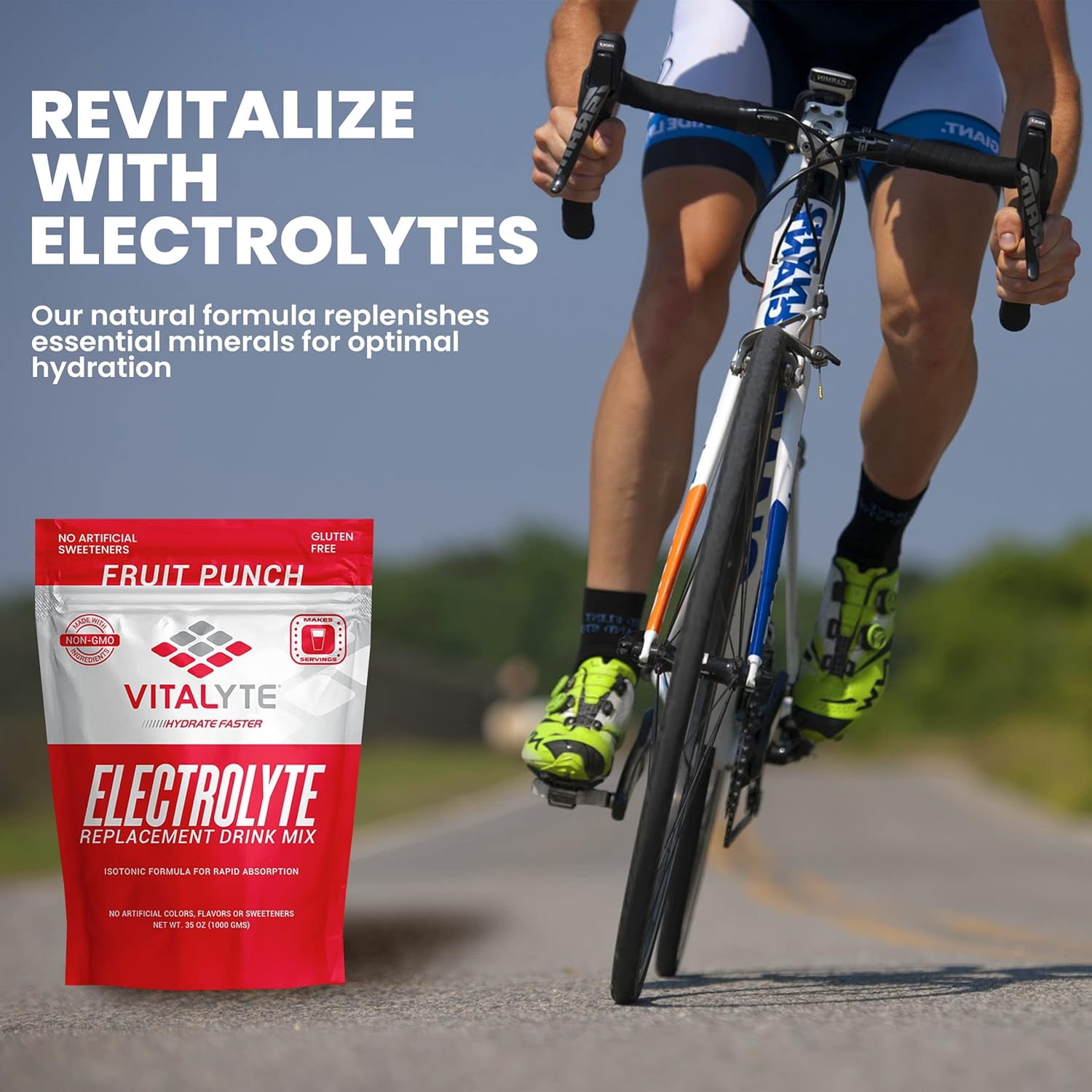 Vitalyte Fruit Punch Electrolyte Powder Mix, Isotonic Hydration, 160 Servings (4-pack, 35 oz Each)