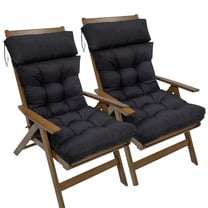 TOPCHANCES 2Pcs Adirondack Chair Cushions, Water Resistant Indoor Outdoor High Back Chair Cushion, Tufted Rocking Chair Cushion with Ties, Black