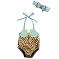 thumbnail image 1 of Gupgi Kid Girl One Piece Bikini Shellfish Scale Mermaid Print Lace-up Swimwear, 1 of 4