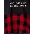 thumbnail image 4 of FASHIONWT Women Christmas Checked Patchwork Turn-down Collar Flowvy Hem T-Shirts, 4 of 4