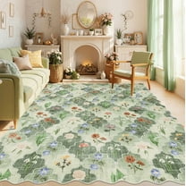 MJIAexp 8x10 Floral Moroccan Washable Area Rugs for Living Room,Soft Bedroom Large Rug,Non Slip Dining Room Rug, Stain Resistant Boho Rugs Easy Clean Throw Carpet for Office