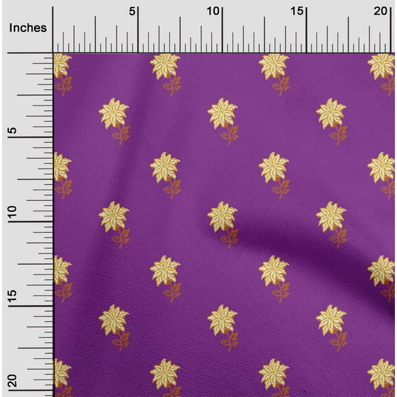 oneOone Cotton Cambric Fabric Leaves & Floral Block Decor Fabric Printed BTY 56 Inch Wide