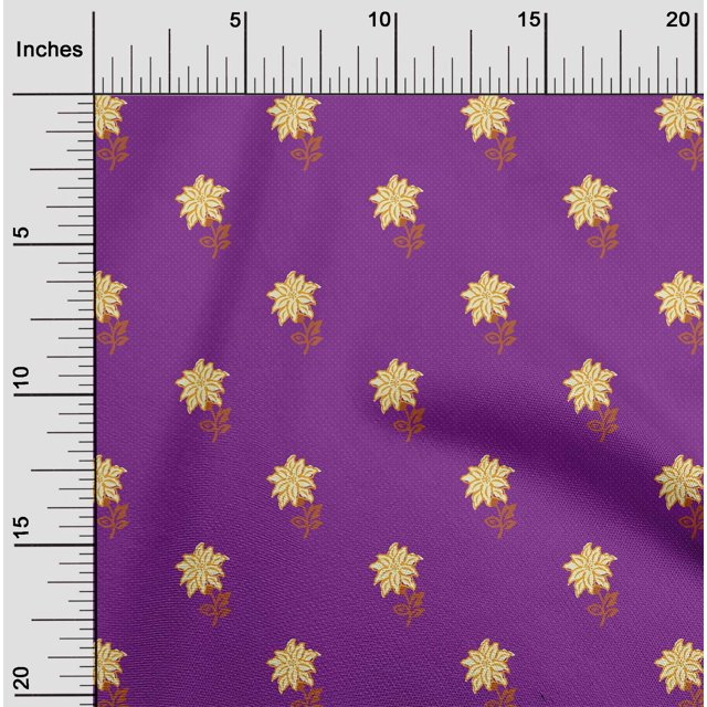 oneOone Cotton Cambric Fabric Leaves & Floral Block Decor Fabric Printed BTY 56 Inch Wide