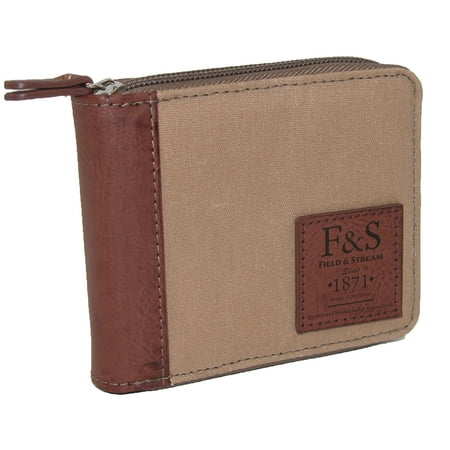 - Mens Field and Stream RFID Distressed Canvas Zip-Around Wallet