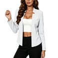 thumbnail image 2 of IUYRTFE Women's Long Sleeve Open Front Blazer with Lapel Collar Slim Fit Casual Work Jacket, 2 of 8