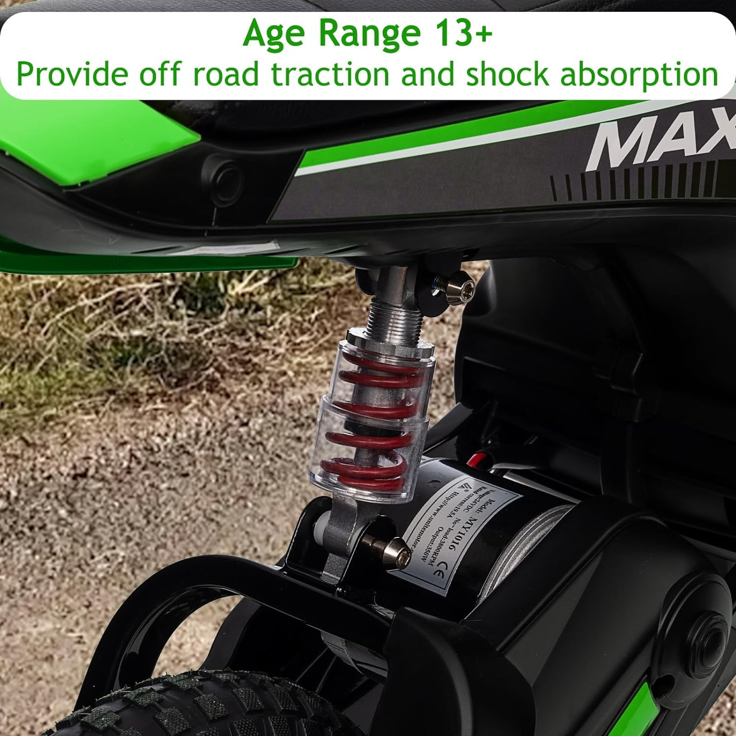 Kids Electric Dirt Bike 24-Volt 350-Watt Kid's Motorcycle Up to 14MPH for Kids 8-14 2-Speed Modes Max Load 135 Lbs/Seat Height 18Inch