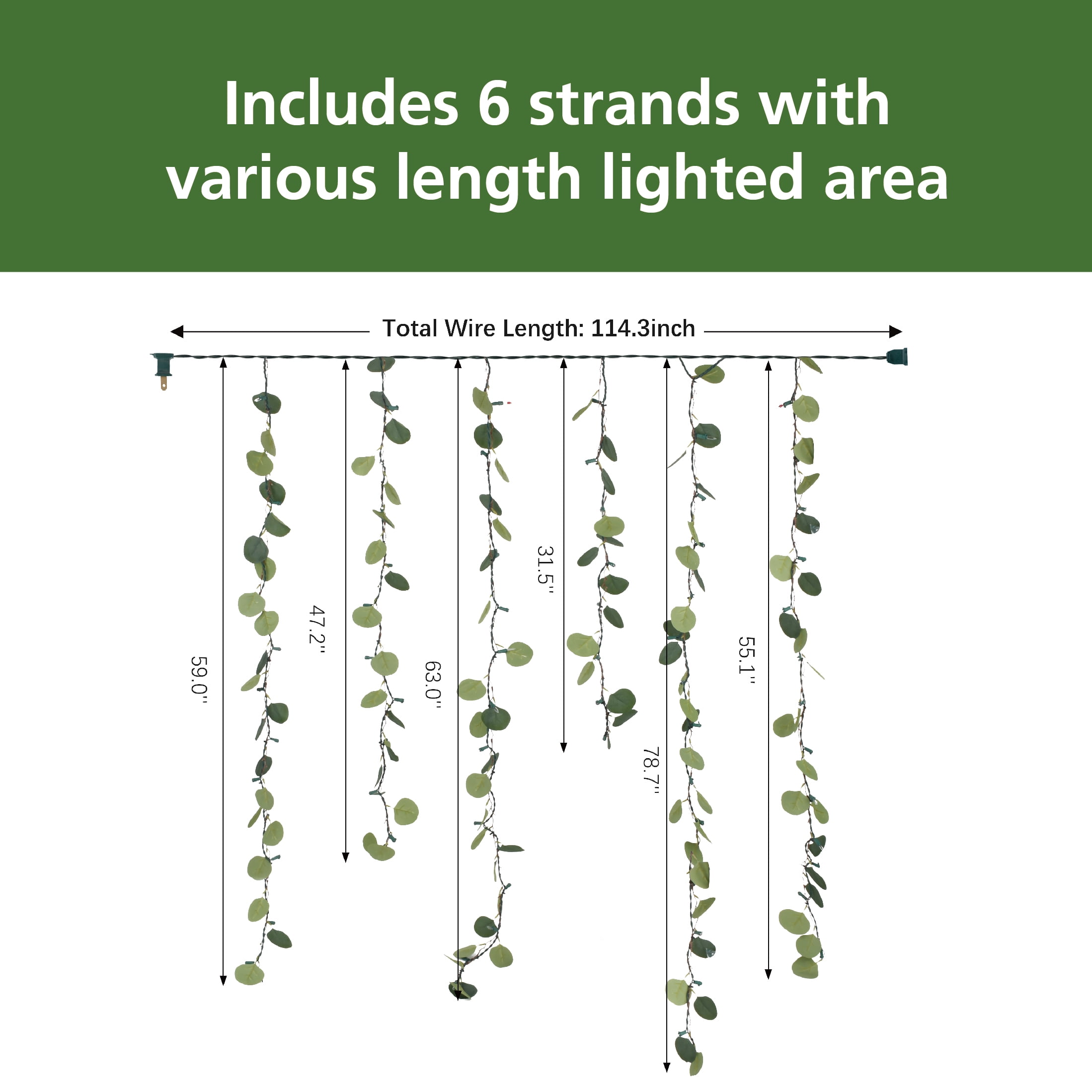 Mainstays Eucalyptus Curtain String Lights - Holiday Curtain Lighting
