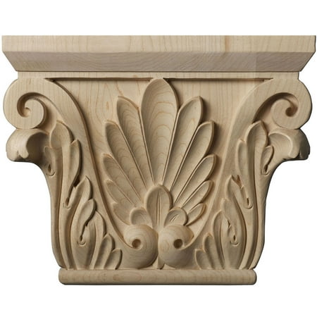 Ekena Millwork 9 1/2"W x 6"BW x 3 1/8"D x 7 5/8"H Medium Chesterfield Capital (Fits Pilasters up to 5 5/8"W x 1 3/8"D), Maple