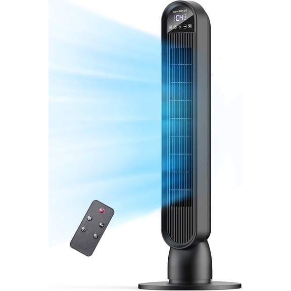 Tower Fan for Home,36" Standing Floor Fan with Remote LED Touchscreen,HOMSHADE Wide Oscillating Fan,Quiet Home Fan,26 ft/s High Velocity,4 Speeds,4 Modes,8H Timer