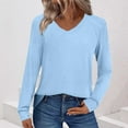 thumbnail image 3 of Kaemgyyd Long Sleeve Shirts for Women Casual Fashion Loose Fit Womens Tops Solid Color V Neck Basic Pullover Tunics Work Office, 3 of 7