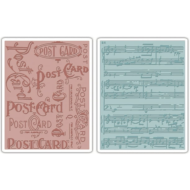 Sizzix Texture Fades A2 Embossing Folders 2/PkgPostcard & Sheet Music