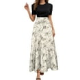 thumbnail image 2 of adviicd Floral Casual Dresses for Women 2025 Boho Flowy Dresses A Line Crew Neck Short Sleeve Dress Long Maxi Sundress White, S, 2 of 6
