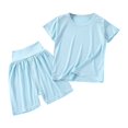 thumbnail image 5 of Baby Boy's Clothing Toddler Boy Clothes Set Kids Summer Cotton Round Neck Short-sleeved Basketball 18-24 Months 2t 3t 4t 5t 6t Tops Shorts T-Shirt with Solid 2Pcs Outfit 2 Piece, 5 of 5