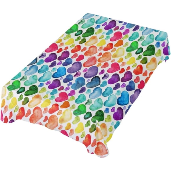 Nappes de Table de la Saint-Valentin Rectangulaires 54 x 72 Pouces Sans Plis pour Cuisine, Vêtements de Table Colorés en Forme de Cœur pour Buffet, Fêtes, Dîner Romantique, Mariage et Plus