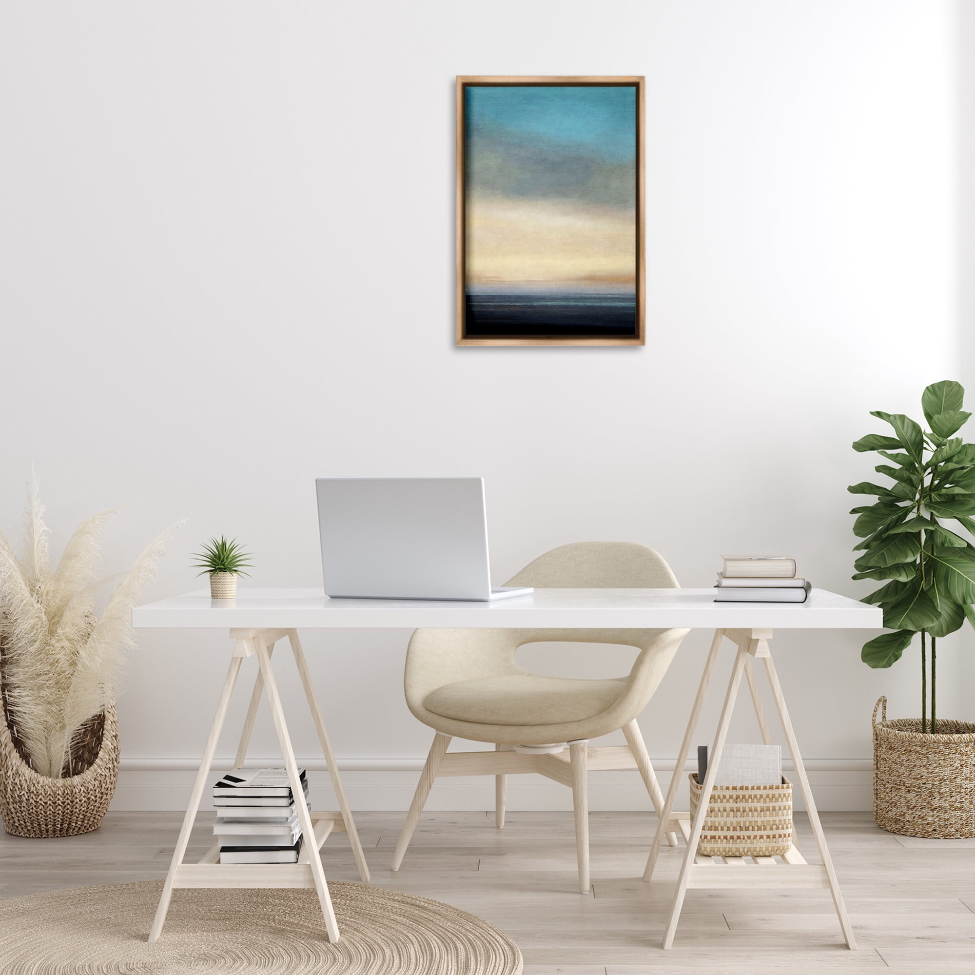 Stupell Industries Stormy Beach Abstraction Coastal Painting Brown Floater Framed Canvas Art Print Wall Art, 17 x 25