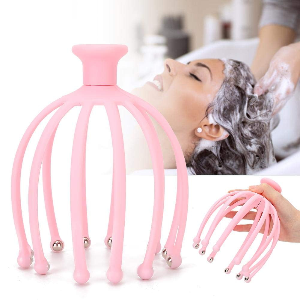 Claw Head Massager Hand Held SPA Scalp Massager Stress Relief Hair Therapy Rolling Ball Scalp Massage Machine for Office Home SPA (Pink) image