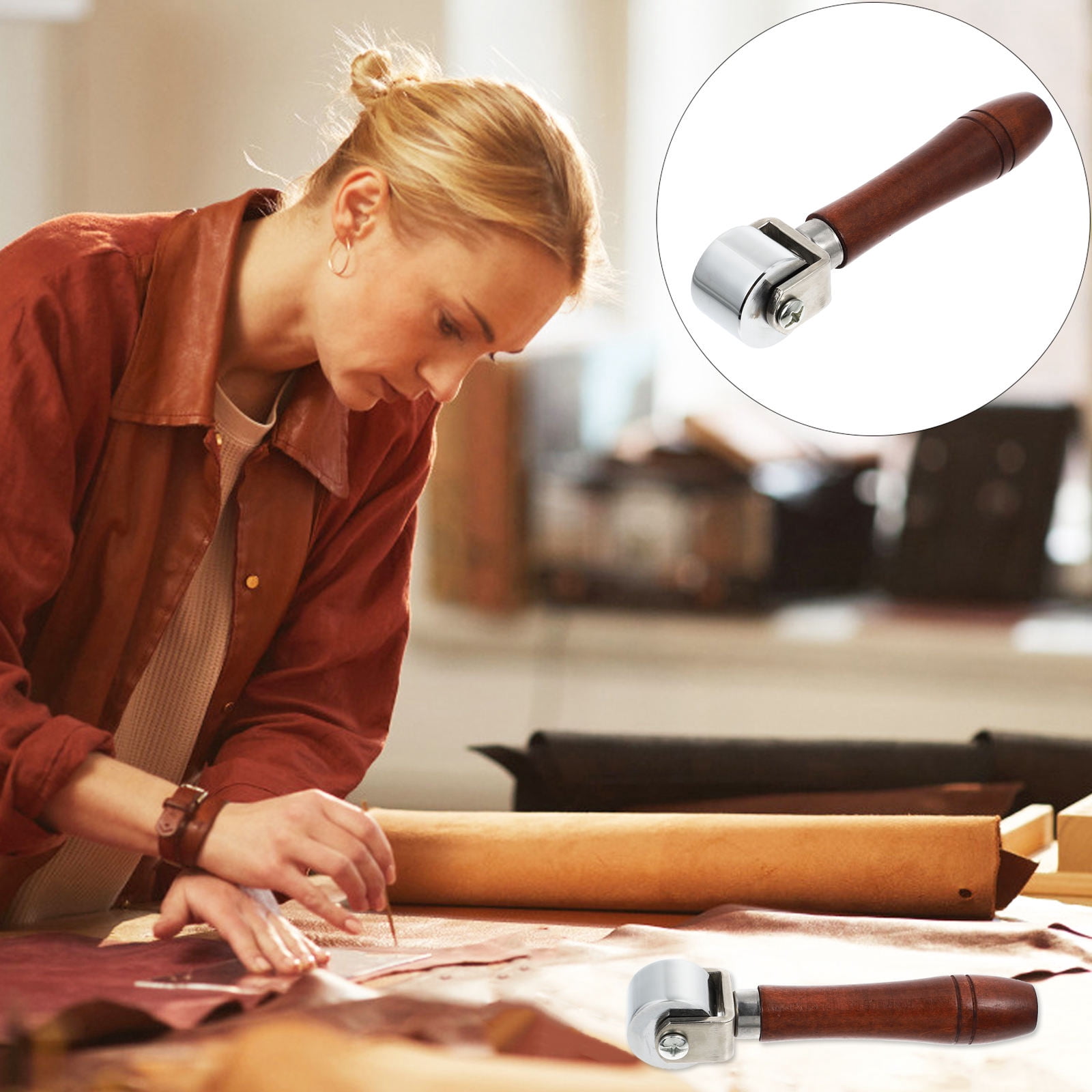 EXHUMKY Handheld Seam Roller Wood 1Pack Bonding Craftsmen Crafting