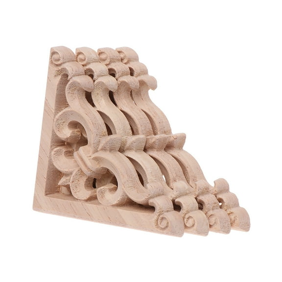 BQBQERT 4pcs/set Wood Carved Corner Onlay Applique Unpainted Frame Cupboard Cabinet Dec