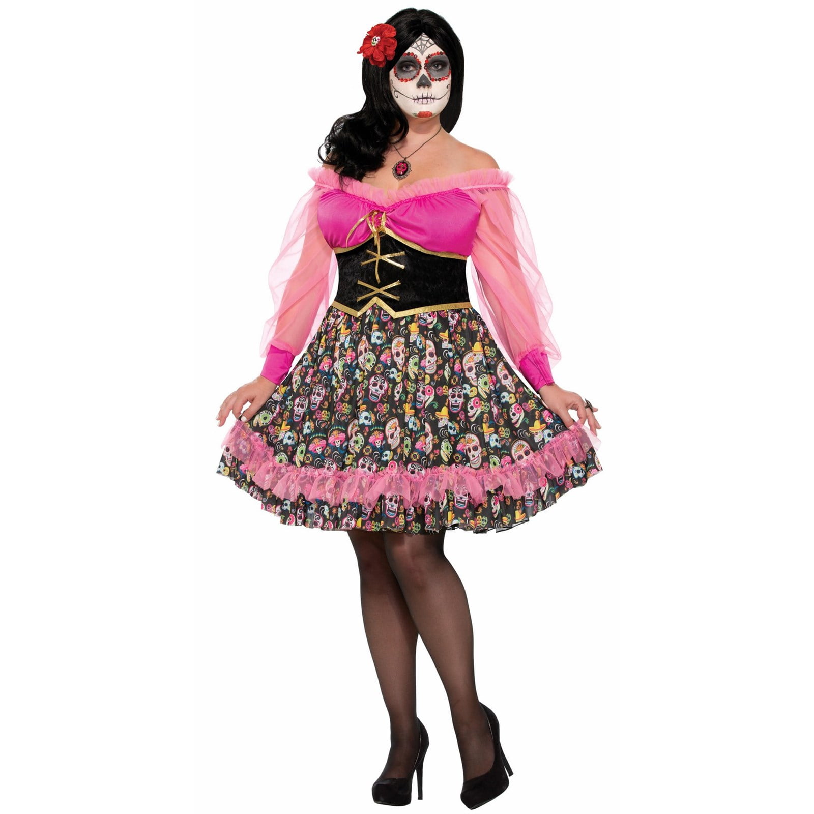 Ladies Day of the Dead Senorita Doll Costume Adults Womens Halloween Fancy Dress 