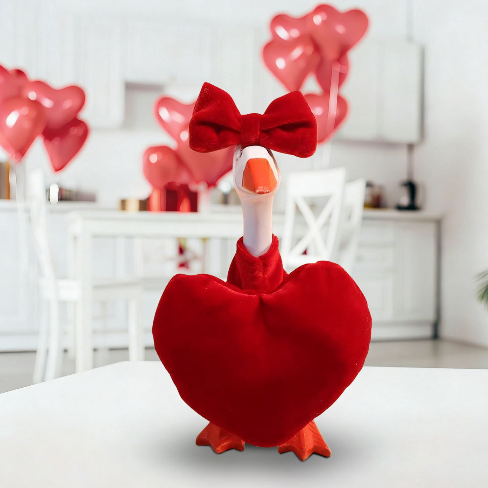 UNLLLL Porch Gooses Valentine Outfits, Valentine's Day Goose Outfit Velvet Heart Holiday Costume, Fit for 23 inch Goose Statue, for Home Table Art Decoratio (Red, Only Goose Clothing)