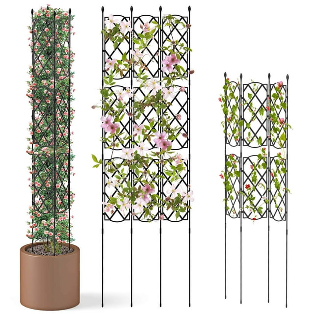Costway 1 PCS 58" x 73" Garden Trellis for Climbing Plants Rustproof Metal Plant Support Frame