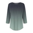 thumbnail image 5 of Ladies Tops and Blouses 3/4 Length Sleeve Womens Tops Round Neck Casual Tunic Tops Basic Pleated Shirts Loose Fit 2025 Long Sleeve T shirt Women, 5 of 6