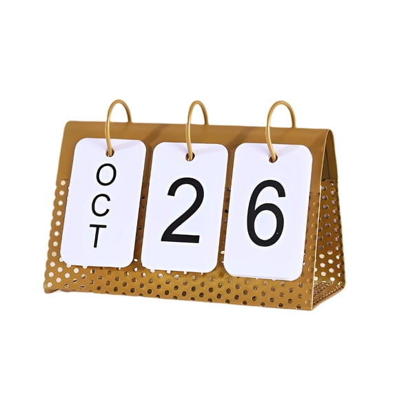 Cateissary Calendario de escritorio Calendarios Adorno resistente al desgaste Decoración de escritorio Hierro de pie Cuenta atrás diaria Semanal Decoración del hogar Oro Cateissary HA080032-02