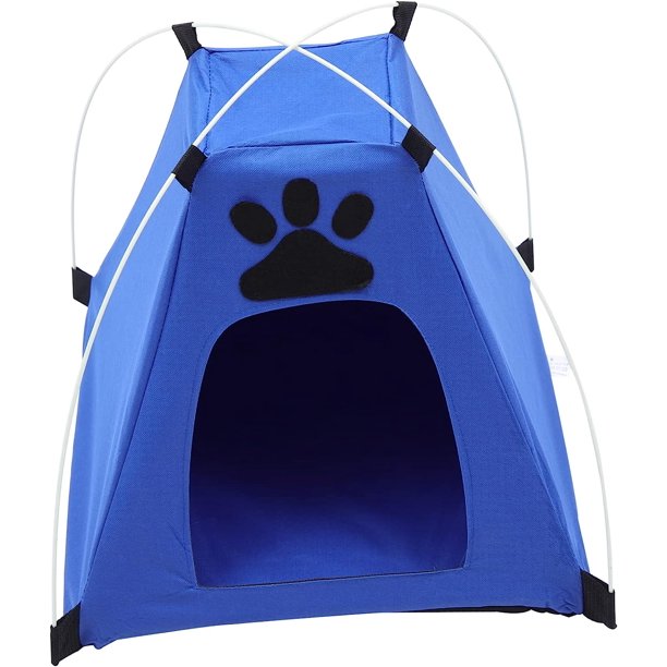 Tienda de campaña azul para mascotas, tipi para exteriores, tienda de campaña para interiores, tiendas de campaña para gatos para exteriores, tiendas de campaña para gatos para interiores, casa de ve