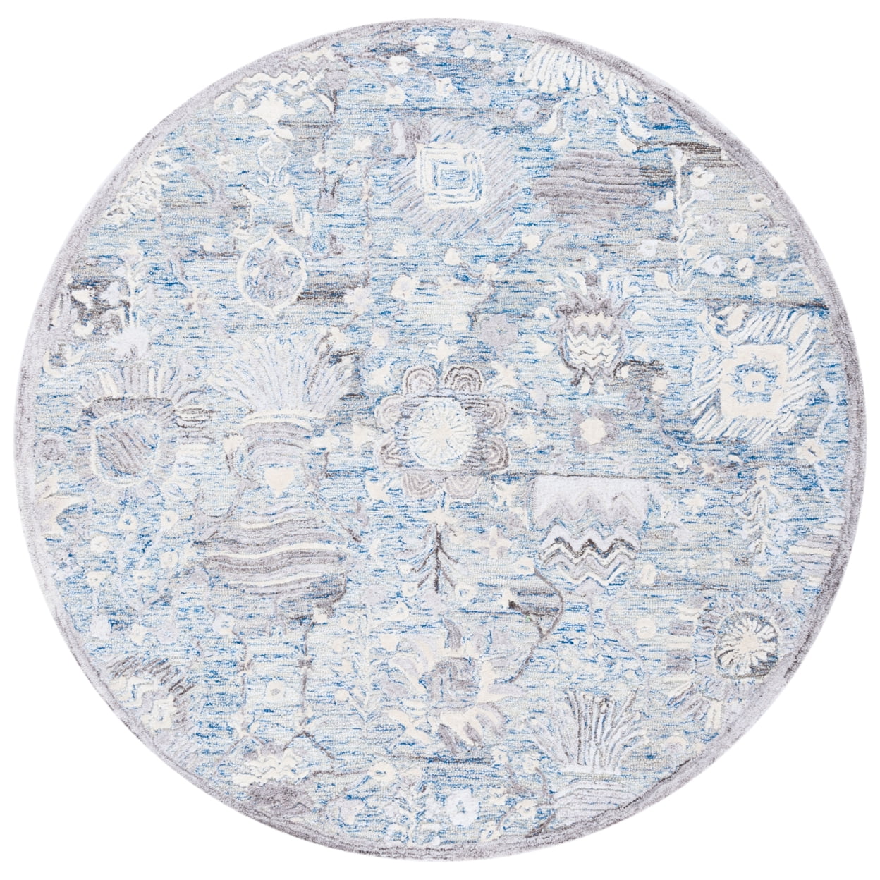 SAFAVIEH Glamour Quinten Floral Area Rug, Light Blue/Ivory, 4' x 6'