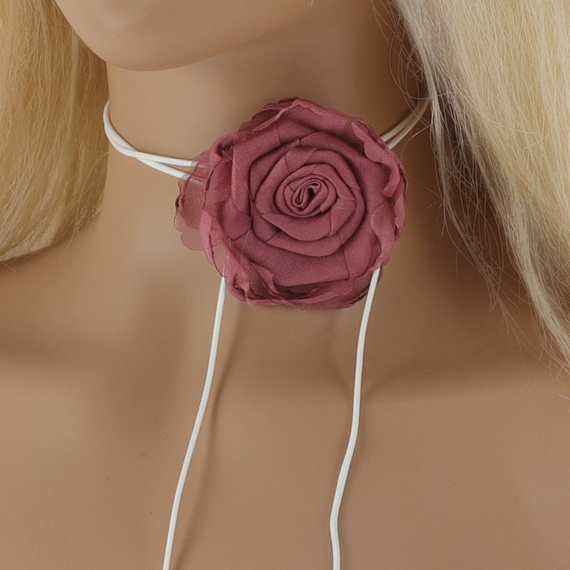 Unique Bargains Flower Choker Necklace 1Pc Rose Pink