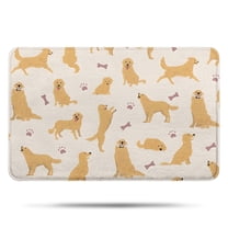 Golden Retriever with Bones and Paws Bathroom Rugs Mat,Non Slip Microfiber Bathroom Rug,Rubber Backing,Soft Bathroom Mats for Bathroom Floor,Tub and Shower,17x27in(43x68cm)