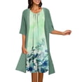 thumbnail image 1 of Robes d'Été pour Femmes 2025 Dames Deux Pièces Impression Numérique 3D Mode Manches Courtes Robe Vert Menthe m, 1 of 3