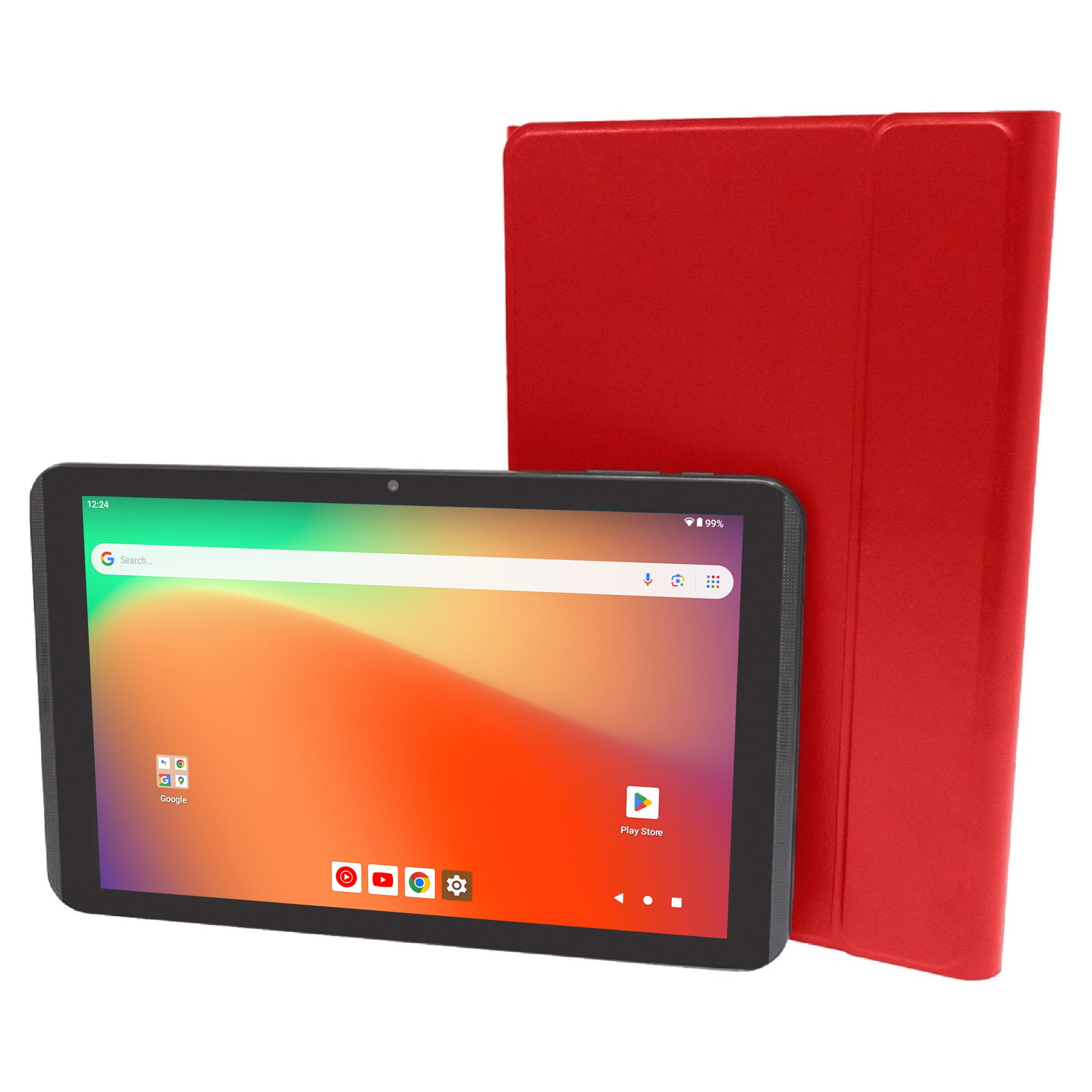 Visual Land Prestige Elite 10QH 10.1" HD IPS Android 13 Quad-Core Tablet, 64GB Storage, 2GB RAM, with Keyboard Case - Red