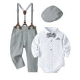 thumbnail image 2 of Ketyyh-chn99 Baby Boys Suits Infant Gentleman Baby Boy Clothes Newborn Infant Gentleman Outfit Shirt+Bowtie+Suspender Pant Baby boy Suit Clothing Set Size for 18-24 Months,Grey, 2 of 9