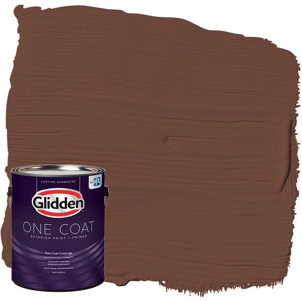 Glidden One Coat Exterior Paint and Primer, Bird House Brown/Brown, 1