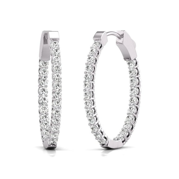 TimeLe$$ Classics Oval Shape 1 Carat TW Lab Grown Hoop Earrings in White Gold