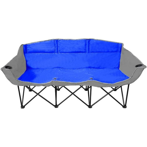 GoTEAM! 3 Seat Portable Folding /Couch - Blue/Gray