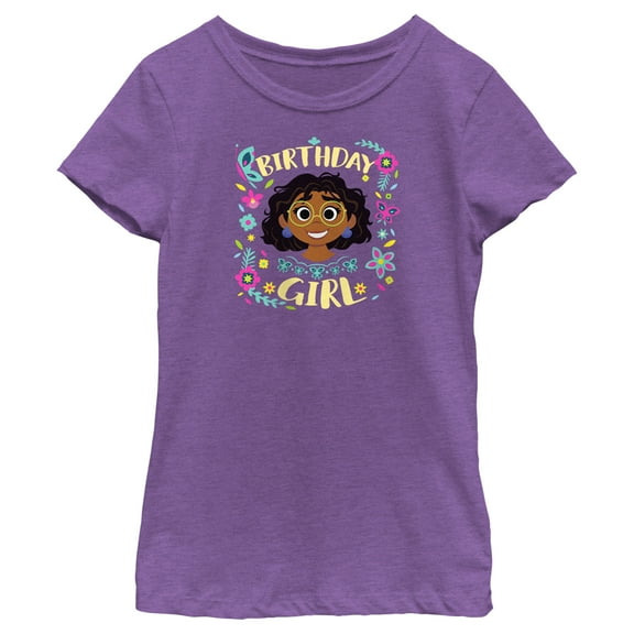 Girl's Encanto Birthday Girl Mirabel Graphic Tee Purple Berry Small