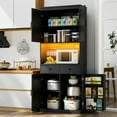 thumbnail image 6 of 76" Tall Kitchen Pantry Storage Cabinet with Microwave Stand, Freestanding Kitchen Pantry Cabinet with Storage, Cupboard Cabinet for Kitchen, 6 of 14