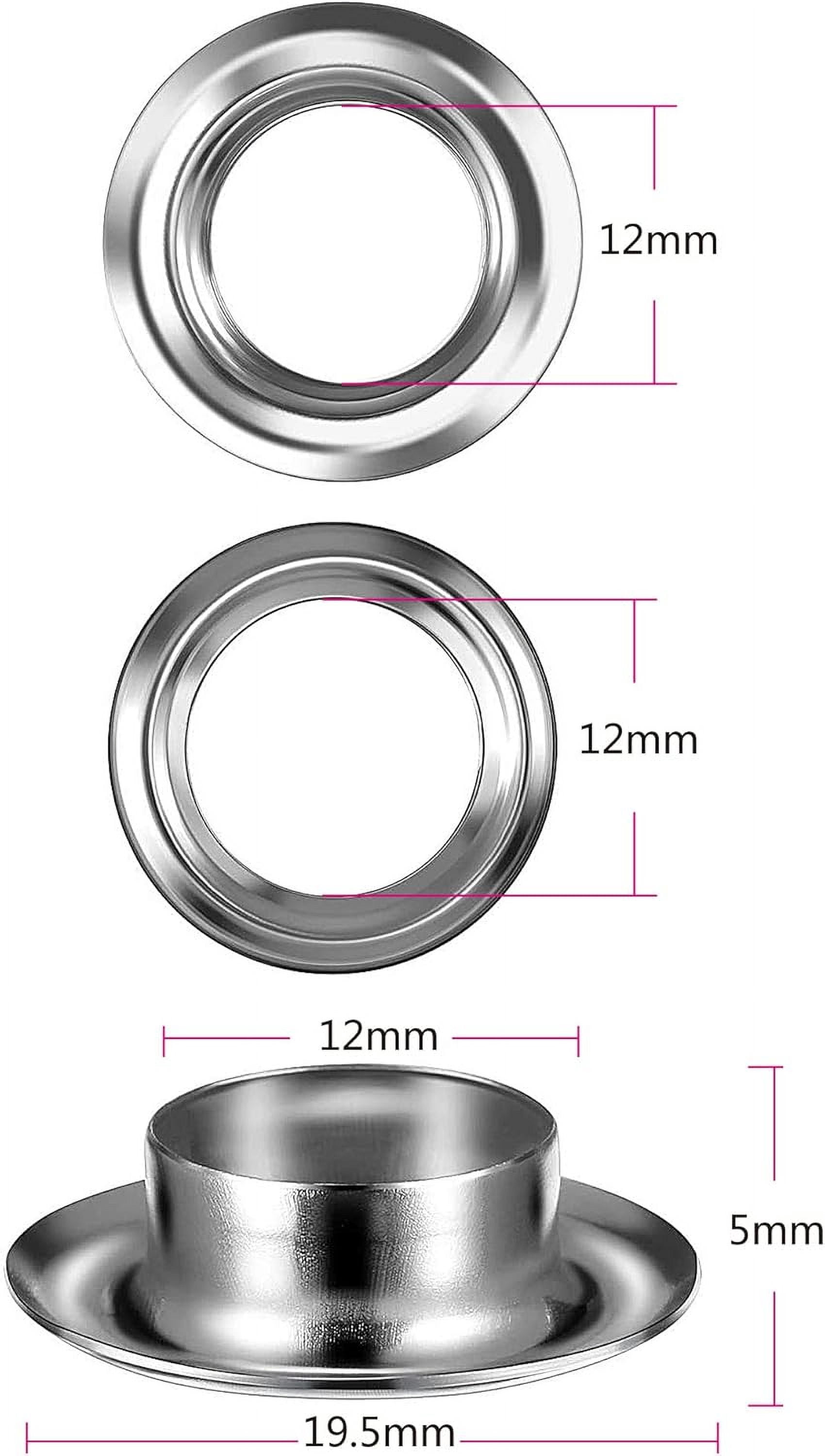 Heavy Duty Metal Eyelets Set, 1/2 Inch Easy To Install Grommets With High Corrosion Resistance For Denim Canvas Tarpaulin, Grommet Kit With Stainless Steel Components For Wide