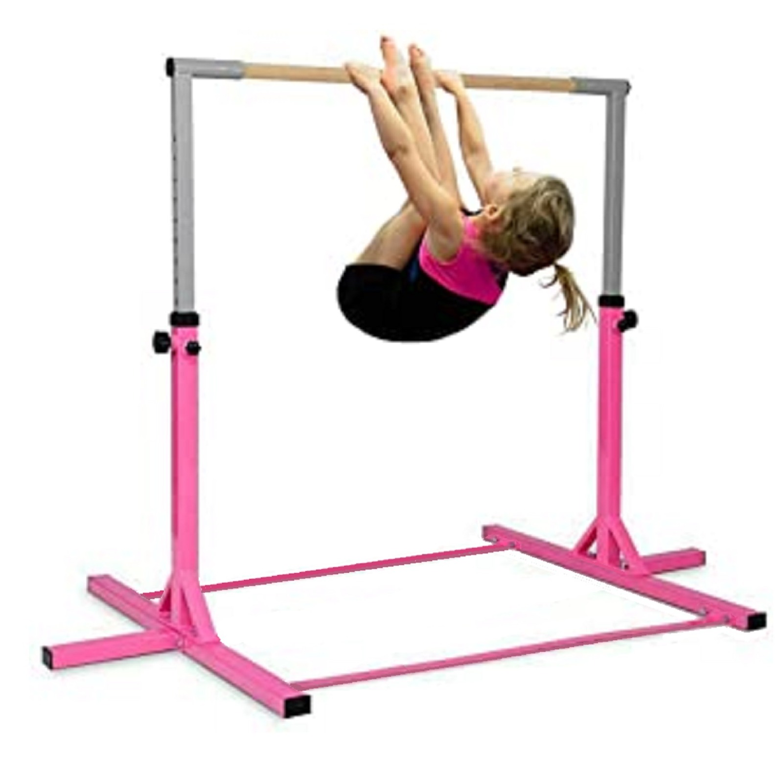 Athletic Bar Gymnastics Bar for Home, Height Adjustable 3 to 5 FT for