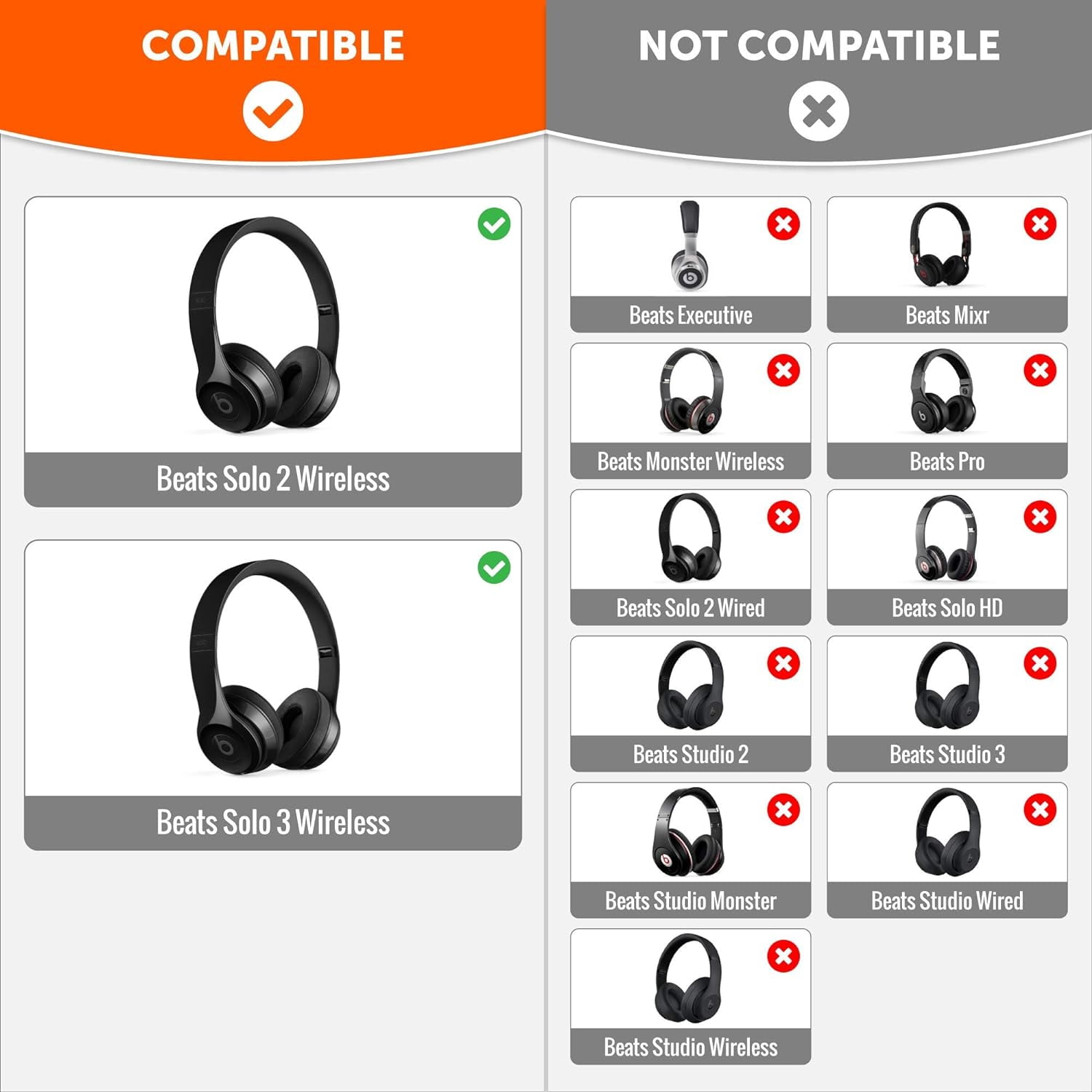 Wicked Cushions Replacement Ear Pads for Beats Solo 3 On Ear Headphones Also fits Beats Solo 2 Walmart