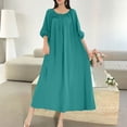 thumbnail image 4 of STETMN Plus Size Summer Holiday Dress for Women Half Sleeve Solid Loose Dresses Pleated Beach Sundress, 4 of 6