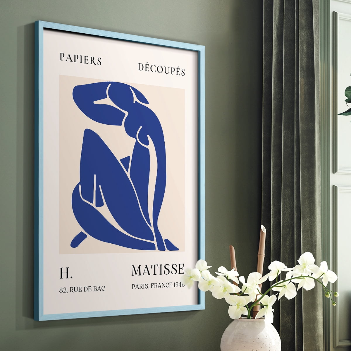 Matisse CLXVII Framed Print in Blue Solid Wood 11 x 14 Framed Print