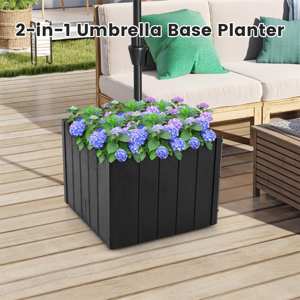 Kadyn Umbrella Base, Patio Umbrella Base, 2-in-1 Outdoor Umbrella Base Planter Patio Umbrella Stand with Flower Box-Black