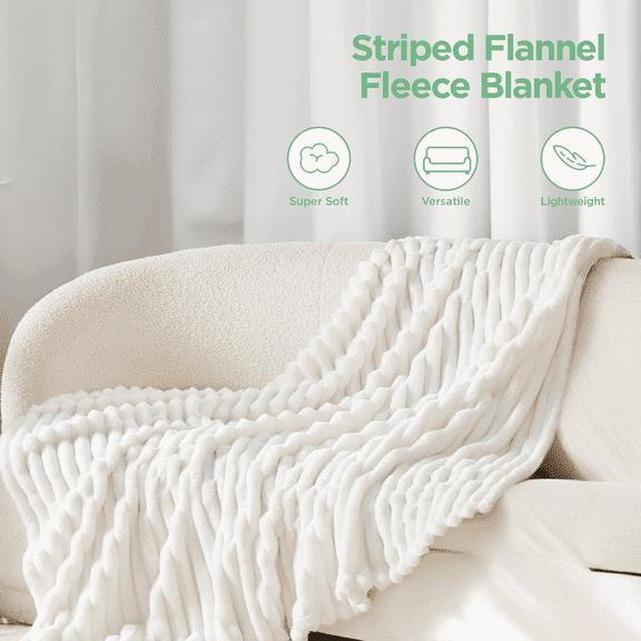 U by Bedsure White Fleece Throw Blanket for Couch - Super Soft Cozy Blankets for Women, Girls, 50x60 inches
